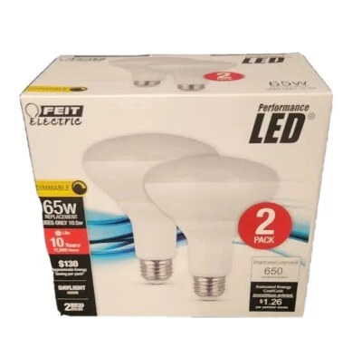 Feit Electric Dimmable LED Bulbs Br30 E26 (Medium) Daylight 65 Watt Eq. 2 Pack  - Image 1 of 4