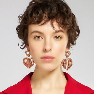 Women Rhinestone Necklace Earrings Heart Stripe 2pcs Metal Body Chain 12019
