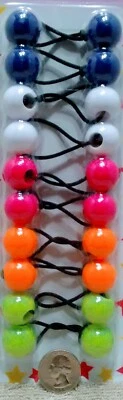 blue pink ELASTIC PONYTAIL HOLDER JUMBO BEADS GIRL HAIR SCRUNCHIE KNOCKER BALL - Image 1 of 2