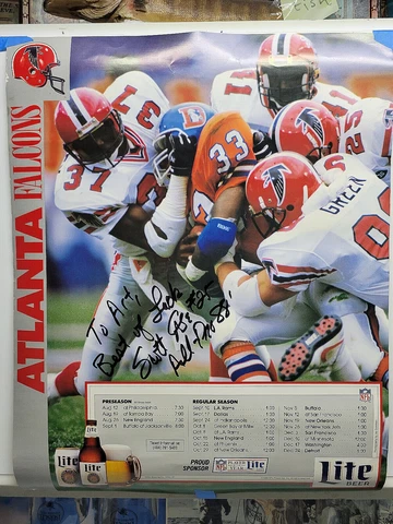 Vintage Atlanta Falcons 1988 Poster SIGNED by SCOTT CASE #25 MILLER LITE Cover
