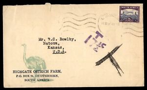 Mayfairstamps South Africa 1951 Highgate Ostrich Farm to Natoma KS Cover aaj_536