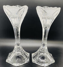 (2) BEYER GERMANY Frosted Lead Crystal Novelette Candlestick Tulip