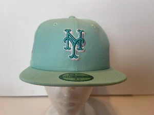 New Era 59Fifty New York Mets Fitted Hat Size 7 1/4 Mint/Pink UV Final Season - Picture 1 of 8