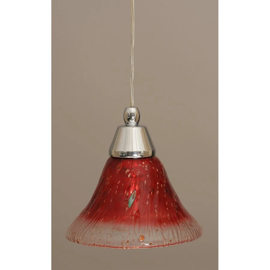 Toltec Cord Mini Pendant, Chrome, 7" Raspberry Crystal Glass - 22-CH-756 - Image 1 of 1