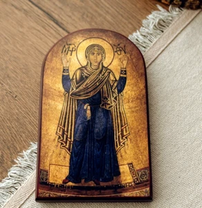 Icône ukrainienne « Le mur incassable » Mère de Dieu Oranta Sainte Sophie Kiev bois - Photo 1/6