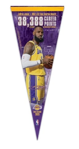 LA Lakers Lebron James Scoring Record 38,388 Points 12x30 Premium Pennant Cover