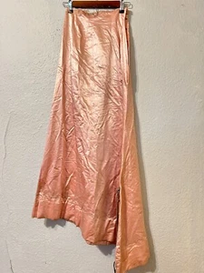 Antique 1900 Edwardian Pink Silk Skirt w Train Vintage 24" Waist Victorian - Picture 1 of 18