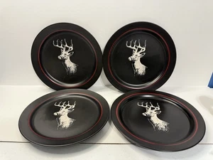 Canterbury Potteries Majestic Silhouette Deer Dinner Plates Set Of 4 - Picture 1 of 9