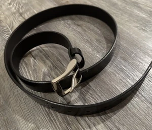Polo Ralph Lauren Men's Black Genuine Leather Silver Buckle Belt 42” - Picture 1 of 12