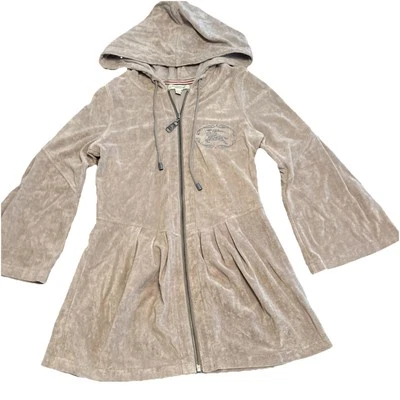 Chaqueta con Capucha Burberry Terciopelo Cremallera Completa Manga Acampanada Marca Mujer Talla XS Beige Foto 1 de 4