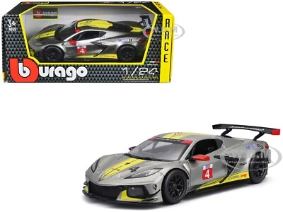 Chevrolet Corvette C8.R #4 2020 plateado 1/24 modelo de coche fundido a presión de Burago 28024 Foto 1 de 4