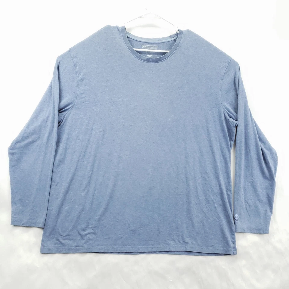 Coolibar Shirt Mens 2XL Blue Stretch UPF 50+ UV Protection Long Sleeve Crew Neck - Image 1 of 4