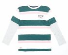 Marks and Spencer Boys Multicoloured Striped Cotton Basic T-Shirt Size 8-9 Years