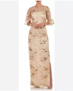 NWT! JS Collections Sequin Embroidered Daphne Flutter Column Gown Size 2 $298 - Picture 1 of 9