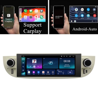6.86'' Android 14 Stereo Radio 2+32GB GPS Head Unit White For Fiat 500 2007-2018 - Image 1 of 4