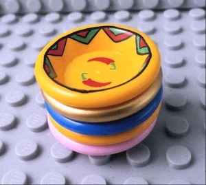  LEGO DISH / BOWL ~ Minifigure Food Plate Gold Pink Blue Orange Chili Peppers - Picture 1 of 10