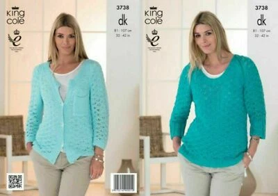 LADIES CARDIGAN/SWEATER  DK   KNITTING PATTERN 3738 (32-42 BUST ) - Image 1 of 2