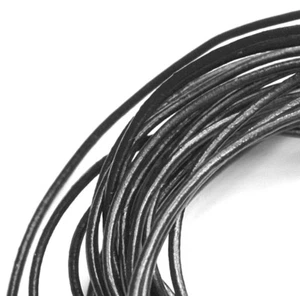 Ø1, Ø 1,5 Ø 5 mm cordón de cuero liso hilo negro (Leather cord black) - Imagen 1 de 5
