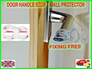 Wall Protector Door Handle Stop Silicone Fixing Free Fits 16-25 mm Handles - Picture 1 of 7