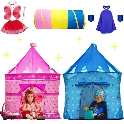 Playz 10 Piezas Niños Vestir Castillo Tienda de Juego con Túnel de Rastreo Juego Primavera Foto 1 de 3