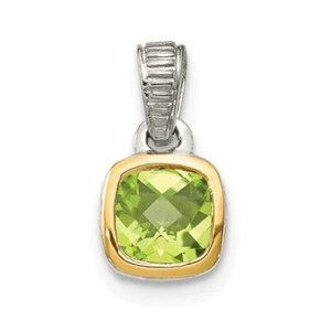 14k/Silver Two-Tone Sterling Silver w/ 14K Accent Peridot Pendant 11.71 mm - Picture 1 of 3