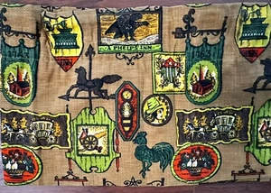 Vintage 50s 60s Colonial Kitchen (or Den) Cafe Curtains Fabric Scaps 6 Pcs - Picture 1 of 20