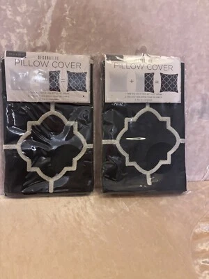 PAIR OF MORGAN HOME FASHION 20"x20" NAVY BLUE PILLOW COVERS. NEW SEALED - Image 1 of 4