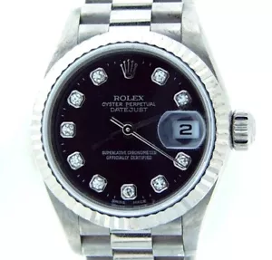 Rolex Datejust President 69179 Ladies 18K White Gold Watch FACTORY Diamond Dial - Picture 1 of 5