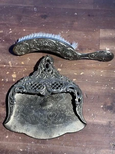 Vintage viktorianischer Stil verziert versilbert Tisch Krümel & Pinsel Set Japan - Bild 1 von 3