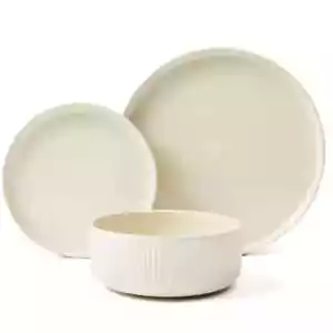 Taupe Linear 12 Piece Dinner Set Dishwasher and Microwave Safe Stoneware Set -AU - Picture 1 of 4