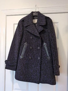 Rebecca Taylor Purple Leopard Wool Peacoat 2-4 - Picture 1 of 7