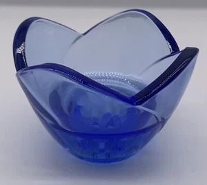 Vintage Cobalt Blue Tulip Candlestick Candle Holder Made In Italy - Picture 1 of 7