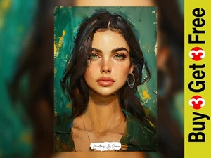 Expressive Female Portrait Art Print 5"x7" on Matte Paper - Picture 1 of 6