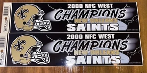 Lot Of 2 Vintage New Orleans Saints 2000 NFC West NFL Bumper Stickers NEW - Picture 1 of 1