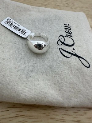 Anello J Crew argento sfera scolpita specchio argento misura 5 BB495 nuovo con etichette - Immagine 1 di 4
