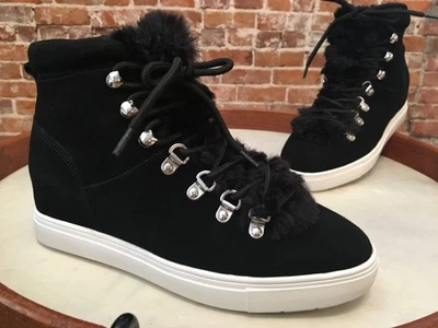Steve Madden Sneakers Shoes Women's 7.5 Black Suede Kalea High Top New - Image 1 of 3