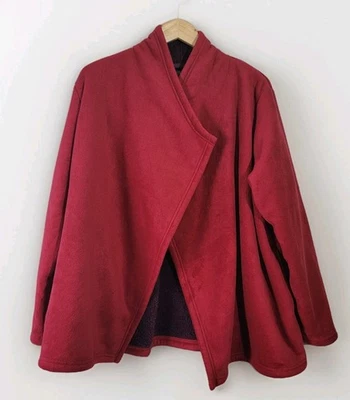 Chaqueta envolvente de lana para mujer Cuddl Duds borgoña forrada Sherpa frente abierto XL Foto 1 de 4