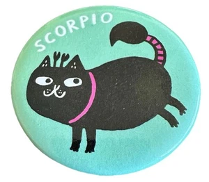 Scorpio Scorpion Kitty Cat Magnet By Badge Bomb Black Blue - Picture 1 of 2