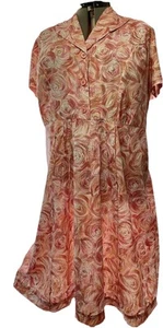 Peony Dreams Shirtkleid Baumwolle #V2Now Handmade 1x erhöhte Taille Taschen 1940’s 42 - Bild 1 von 12