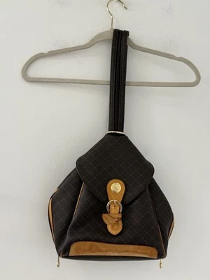 Rioni Signature Brown Monogram Zipper Strap Leather Convertible BackPack - Image 1 of 4