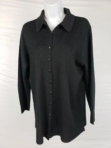 Vintage FRENCH RAGS schwarzer Cardigan Pullover Größe 2 Damen Strick Knopfleiste - Bild 1 von 6