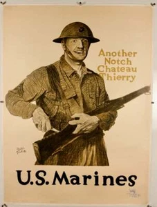 UNITED STATES MARINE CORPS / 1918 ORIGINAL POSTER ANOTHER NOTCH Signed 1st ed - Bild 1 von 5