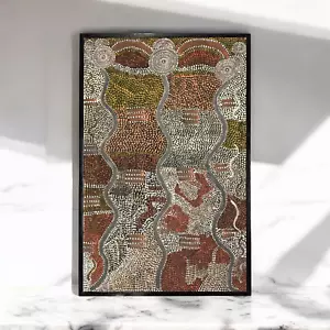 Acrylic & Canvas Aboriginal Painting Dinny Nolan Tjampitjinpa “Water Dreaming” - Picture 1 of 14