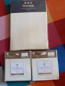 Dorma Single Fitted Sheet & 2 Pillowcases : Beige & Cream : BNWT - Picture 1 of 6