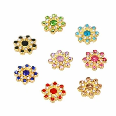 50 Gold Flatback Flower Crystal Rhinestone Rivets Studs 14mm for DIY Bags Shoes - Image 1 of 4