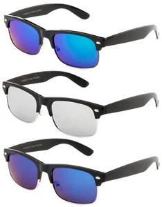 3 Packs Classic Rectangle Vintage Plastic & Metal Mixed Frame Fashion Sunglasses - Picture 1 of 5