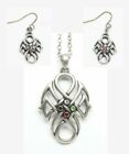 MYSTICA CELTIC 4 GEMS TREASURE ALLOY NECKLACE AND EARRINGS LEAD FREE METAL