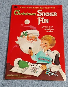 1966 Whitman Pub. Christmas Sticker Fun Press Out Stick On Book - Unused - Picture 1 of 6