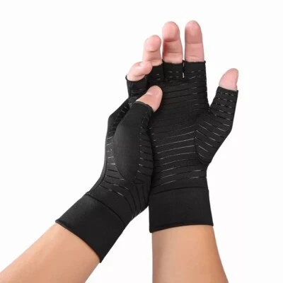 SWIFT WEAR Copper Compression Gloves Anti Arthritis Pain Relief Fingerless Hand Support UK