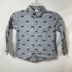 Gymboree Boys Small 5-6 Motorcycle Print Long Sleeve Button Shirt Biker Racer S - Picture 1 of 9
